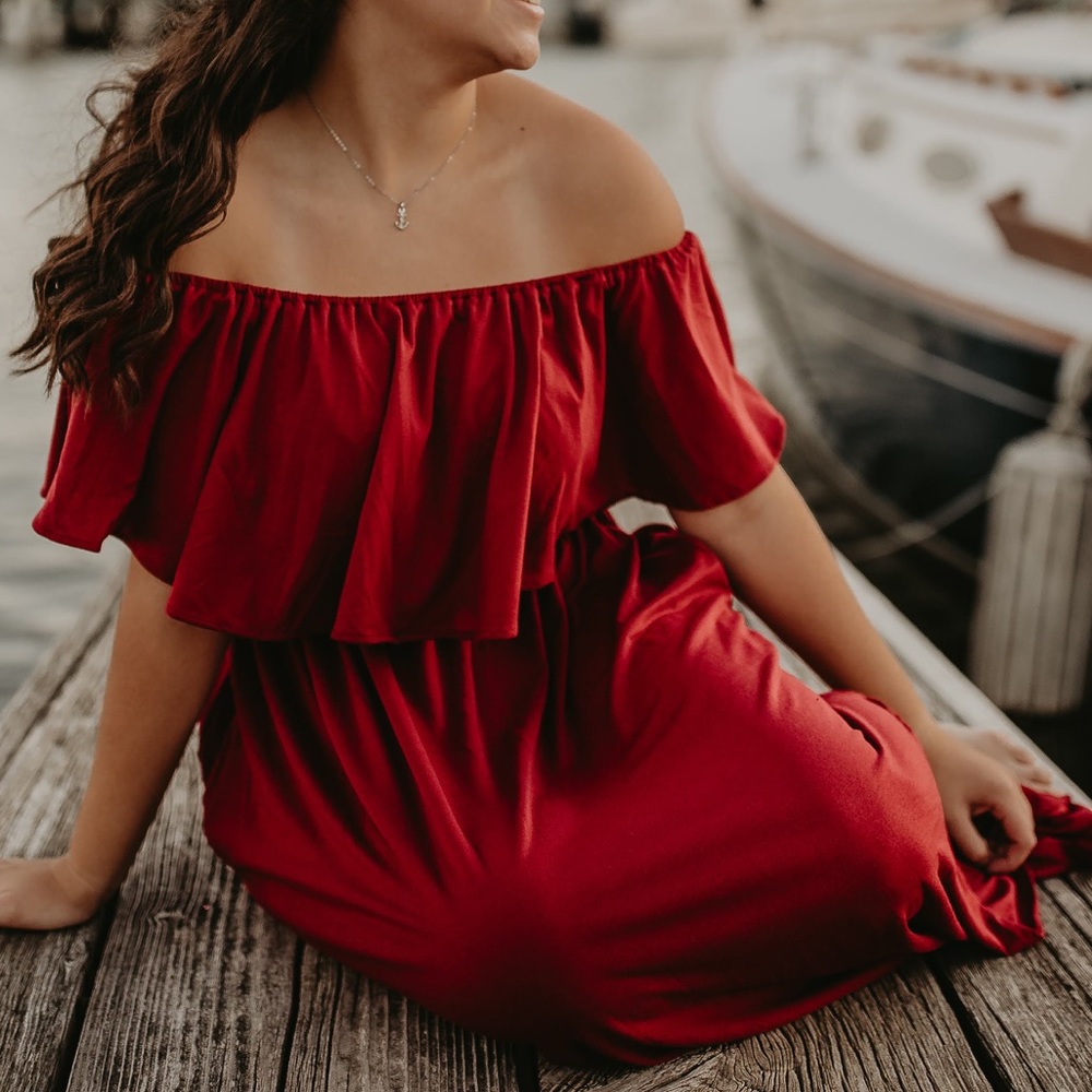 Off the Shoulder Ruffle Beach Maxi Dress